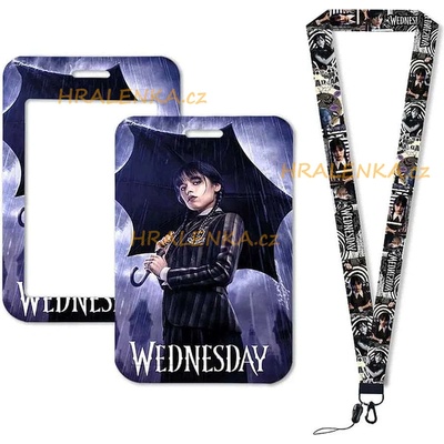 Šňůrka na krk 23658 s cedulkou Wednesday Addams