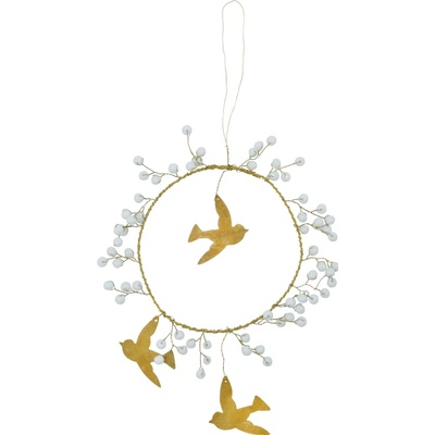 House Doctor Vánoční dekorace Bird White Brass, zlatá barva, kov