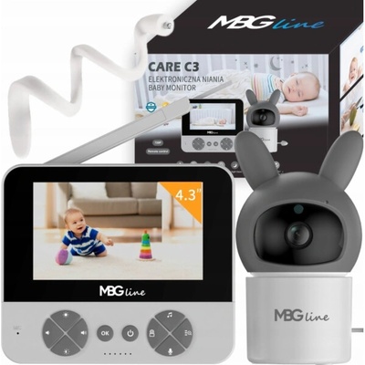 Mbg Line Bezdrátová otočná dětská chůvička s HD obrazovkou, 4,3" LCD kamerou a zoomem