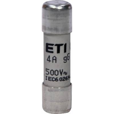 ETI Elektroelement, D.O.O. ETI CH10 gG 4A/500V Válcová pojistková vložka, velikost CH10, charakteristika gG, In = 4A, Icn = 120kA, Un = 500V AC, Pd=0,85W – Hledejceny.cz