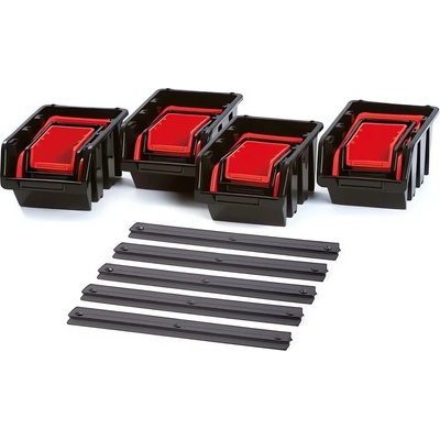PROSPERPLAST Sada boxů SETTRUCK s lištou na zeď 580 x 230 x 130 mm (16 boxů + 5 lišt)