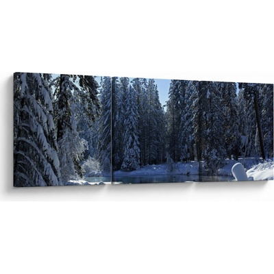 Obraz zasneženého lesa, trojdielne 120x40 cm
