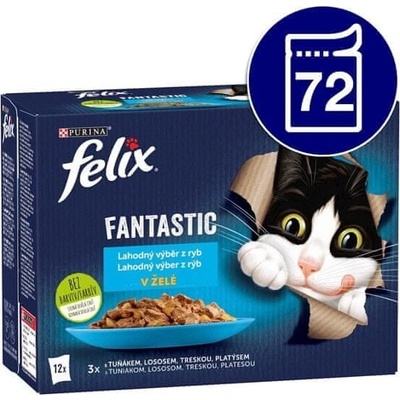 Felix Fantastic losos platesa tuniak treska v želé 72 x 85 g