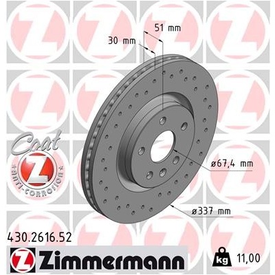 ZIMMERMANN Brzdový kotúč 430261652