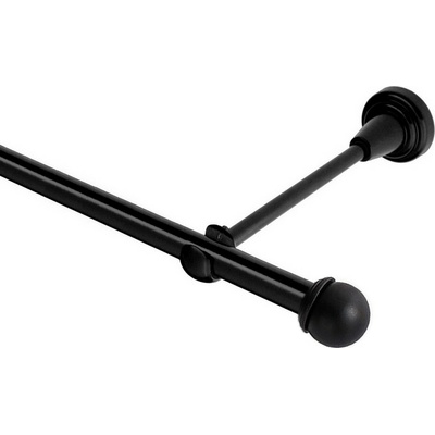 OK-GarnýžeCZ Garnýž kovová jednořadá 19mm Todi černá 320 cm do stěny / na tunýlek - bez kroužků