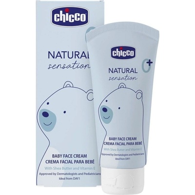 CHICCO Krém na dětskou tvář Natural Sensation s bambuckým máslem a vitaminem E 50 ml 0m+