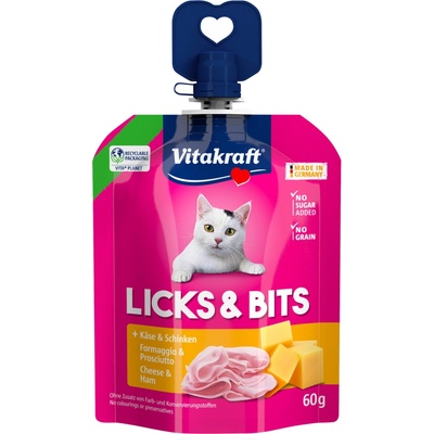 Vitakraft Licks & Bits sýr a šunka 16 x 60 g