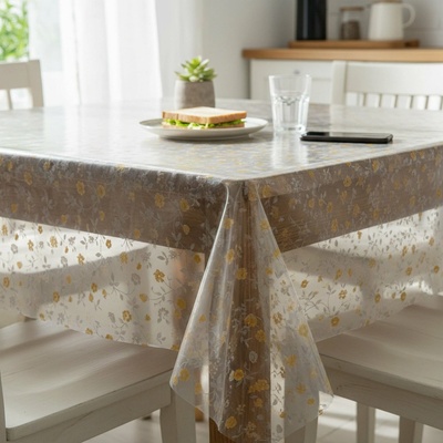 Kristal ubrus PVC průhledný žluté květinky KRISTAL