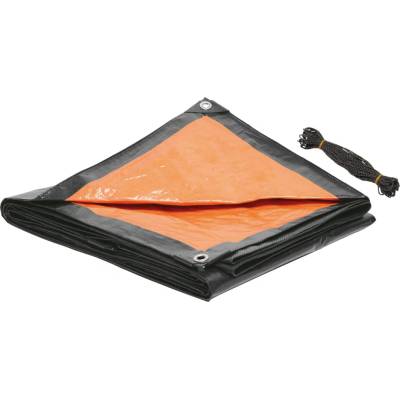 LUX-TOOLS Multifunkční zakrývací plachta s oky oranžová/šedá 3 m x 4 m