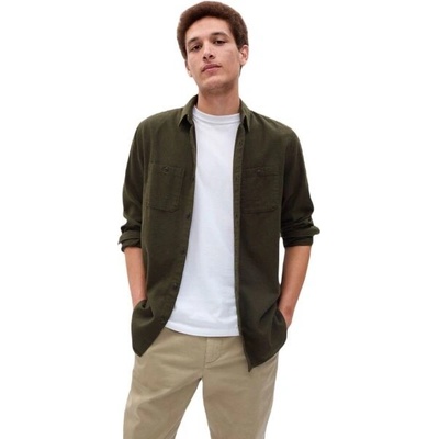Gap FA23 Midweight Heather pánská flanelová košile khaki