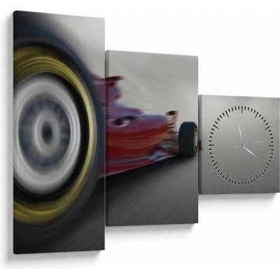 Obraz - Formula (s hodinami), trojdielne 90x70 cm s hodinami