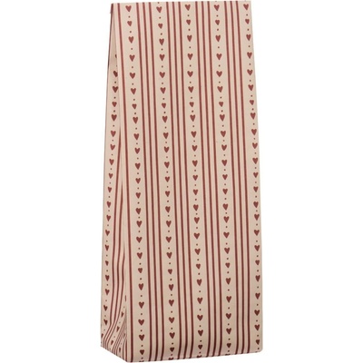Ib Laursen Papírový sáček Hearts and Stripes 30,5 cm – set 5 ks, červená barva, papír