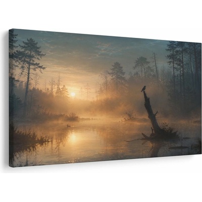 Obraz mlžné ráno nad jezerem - 120x80