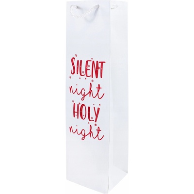 Allbag VIANOČNÁ TAŠKA NA VÍNO, ALKOHOL 11x9x40 BIELEJ FARBY "Silent Night" - DARČEKOVÁ