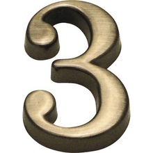 Domové číslo "3" bronz česaný 10 cm