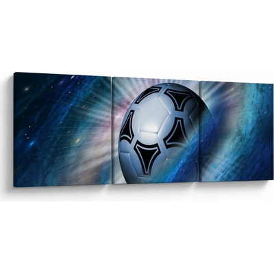 Obraz - Futbalová lopta vo vesmíre, trojdielne 150x50 cm