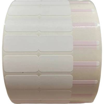 Plastová Etiketa 88 mm x 16 mm, Klenotnícka, Polyetylén matný, Biela, Dutinka 40 mm, 4000 ks/kotúč, Permanentné lepidlo, Priemer kotúča 135 mm