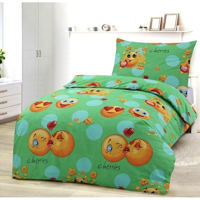 TiaHome obliečky deluxe bavlna Smile zelený 140x200 70x90