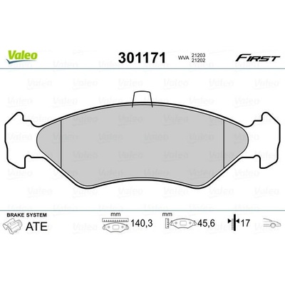 Sada brzdových platničiek kotúčovej brzdy VALEO ESSENTIAL 301171