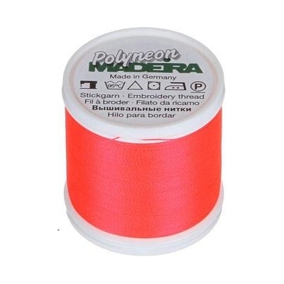 Vyšívací nitě PES Madeira Polyneon (400m) barva 1907 neon flame