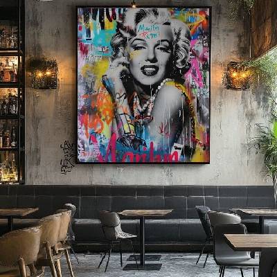 Papilora Obraz Graffiti Monroe na plátne | dokončené rukou umelca - 70x100 cm