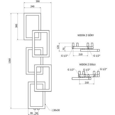 Mexen Grid W215-1360-390-00-70 1360 mm x 390 mm černý