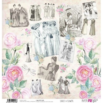 Scrapbookový papír LADIES & FLOWERS - Scrap paper LADIES & FLOWERS
