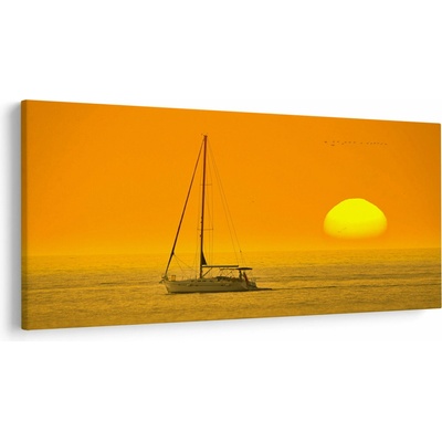 Obraz - Loďka uprostred mora, jednodielne 250x125 cm