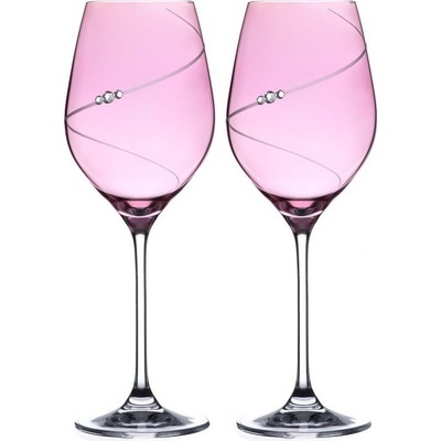 Diamante sklenice na bílé víno Silhouette City Pink s krystaly Swarovski 2 x 360 ml