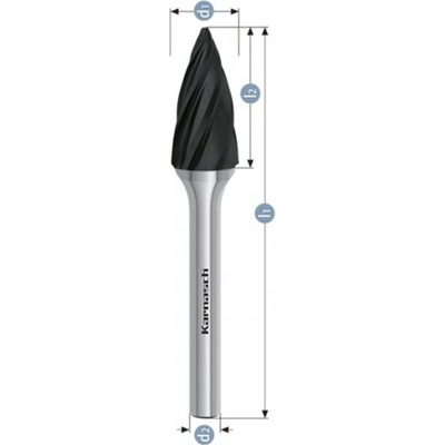 Karnasch Professional Tools Klenutá fréza na kov Karnasch se špičatým hrotem D12,0×25 S6 L70 mm, povlakovaná, HP-7