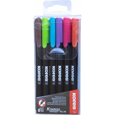 Popisovač KORES K-MARKER permanentný na CD, tenký - sada 6 farieb (22146)