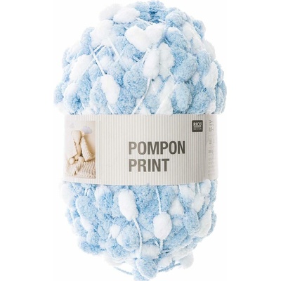 Rico design háčkovacia bambulková priadza POMPON Print svetlo modro-biela - 1 ks
