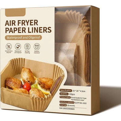Dortisimo Pečicí papír do horkovzdušné fritézy čtvercový 20 cm 100 ks