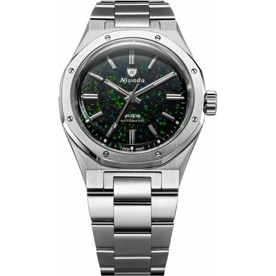 Nivada Grenchen F77 MK2 Black Opal 100 Years Stainless Steel Bracelet