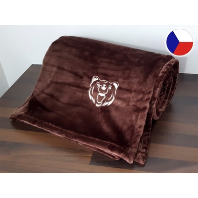 Sleep-well Deka mikroflanel hnědá výšivka Pro myslivce Medvěd 150x200