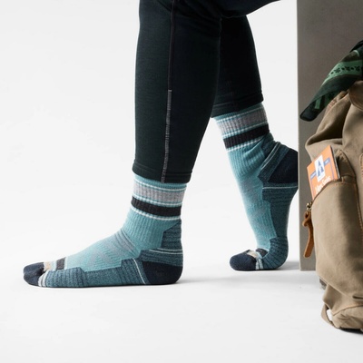 Smartwool Hike Light Cushion Striped Mid Crew Dusty Teal