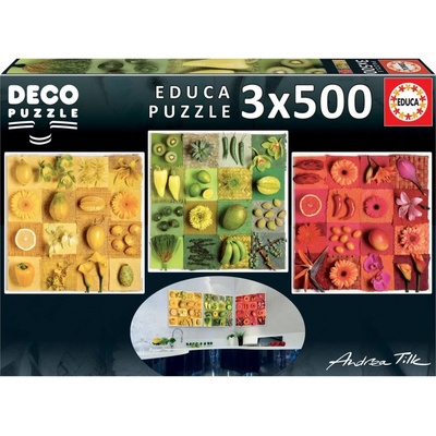 Educa Čtvercové Exotické ovoce a květiny 3 x 500 dílků