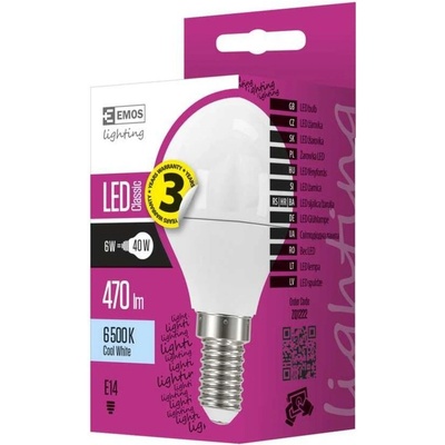 Emos LED žiarovka Classic Mini Globe 6W E14 studená biela