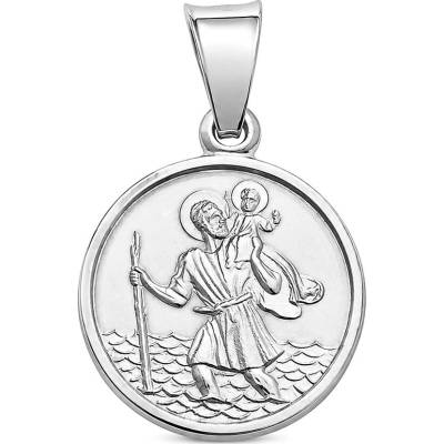 Argento Strieborný prívesok sv. Krištof kruhová medaila jednoduchý rám 86159