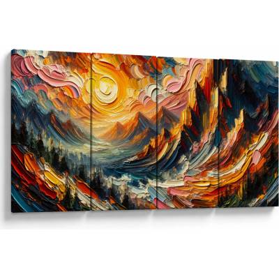 Obraz - Hory zalité slnkom, štvordielne 160x80 cm