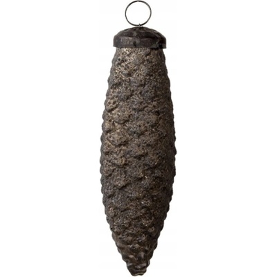 Clayre & Eef Hnedo-čierna vianočná ozdoba v tvare šišky - 7x13 cm