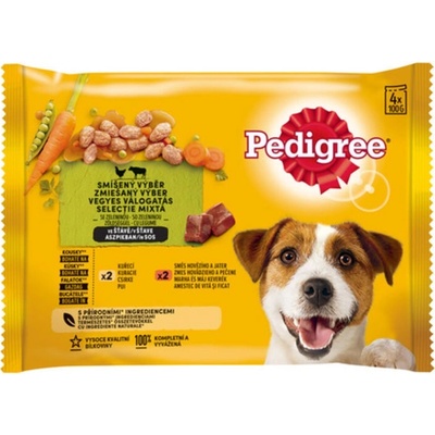 Pedigree kuřecí hovězí a játra ve šťávě 4 x 100 g – Hledejceny.cz