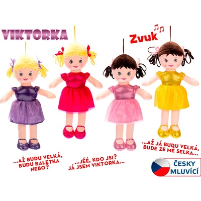 Mikro Trading Viktorka hadrová růžová 32cm česky mluvící Růžová tmavě