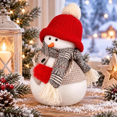 PM Euro-Trading Figurka Sněhulák s čepicí 321230, v 30 cm