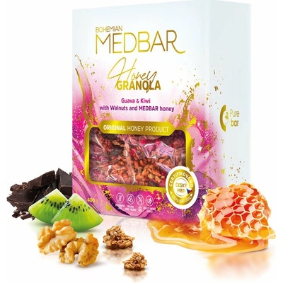 Eurona Medová granola MEDBAR s kvajávou, vlašskými ořechy a kiwi 400 g