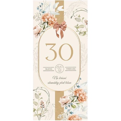 Bohemia Gifts & Cosmetics Mliečna čokoláda 100 g pre ženu k 30. narodeninám (BC250227)