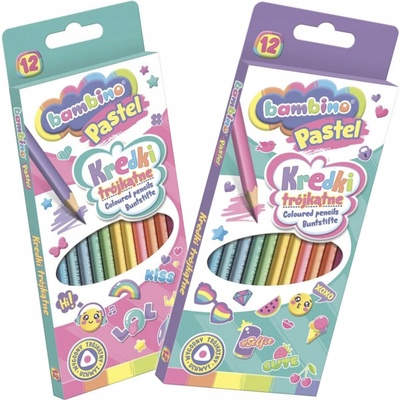 Bambino pastelové trojuholníkové školské pastelky 12 farieb 2876