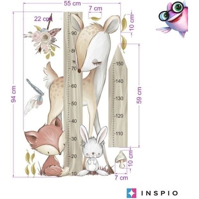 INSPIO 9055f samolepky na zeď - Dětský metr na zeď - Lesní zvířátka, velikost 90 x 70 cm – Hledejceny.cz