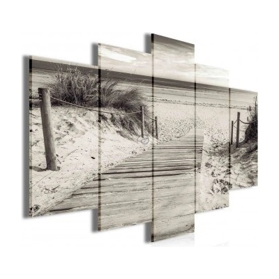Obraz na plátne viacdielny - OB3496 - Drevený chodník na pláž 100cm x 60cm - S17