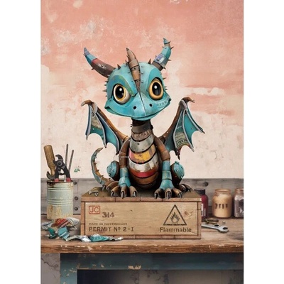 Přání Bug Art A6, vintage - Dráček